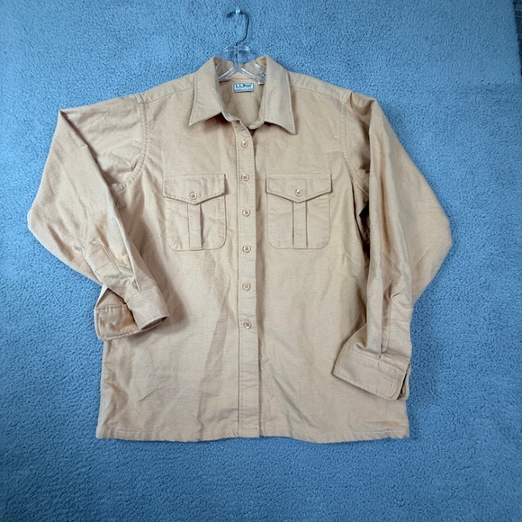 L.L. Bean Other - Vintage L.L. Bean Chamois Cloth Shirt Mens Tan Cotton Button Front USA Made